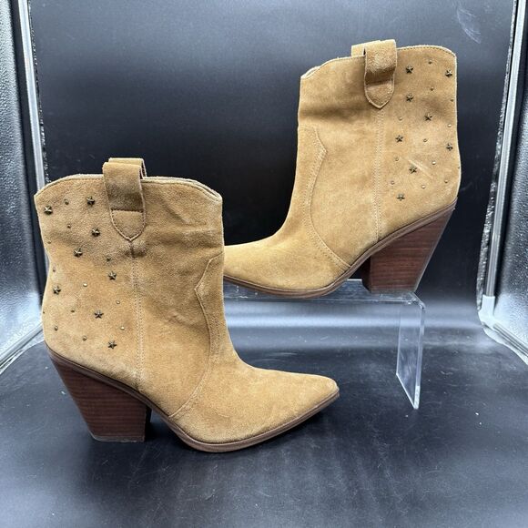 Limelight womens Dallas brown studded suede ankle bootie size 9 western boho - Picture 1 of 7